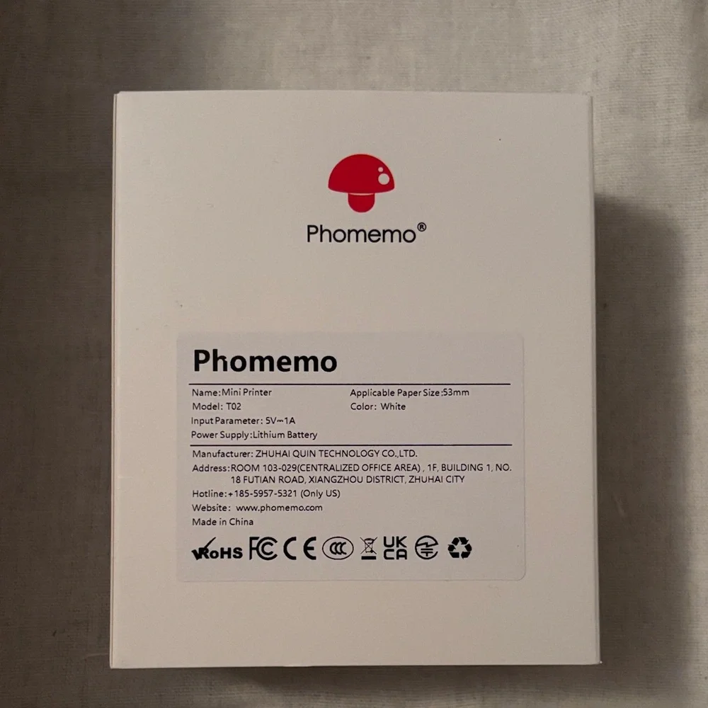 Phomemo White Mini Printer - Picture 1 of 2